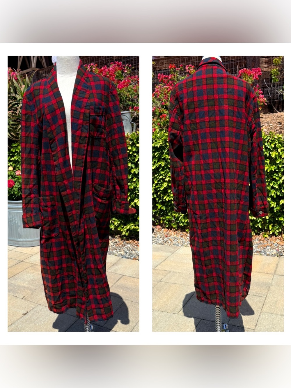 1960s Pendleton wool buffalo plaid robe